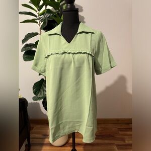 Mint Green Ruffle Blouse